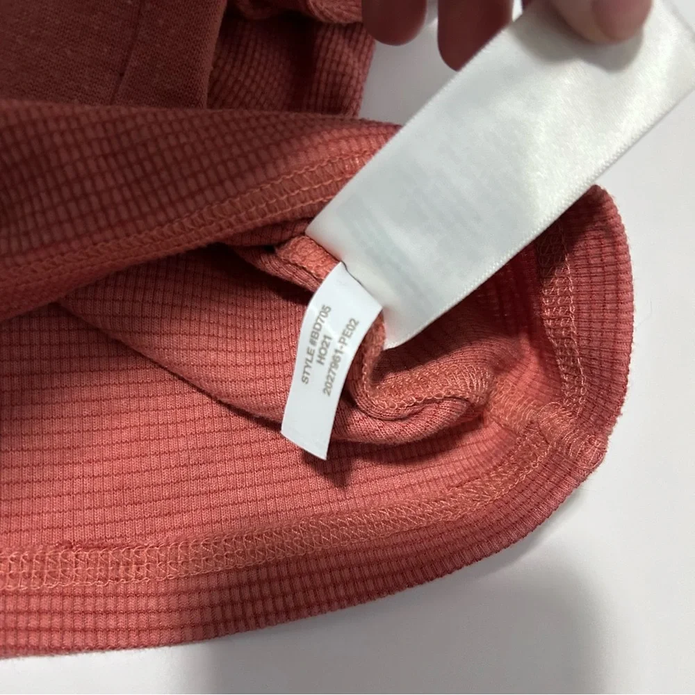 J. Crew Women’s Lightweight Waffle Henley Top Button Up Base Layer Coral Pink XS - Picture 9 of 16
